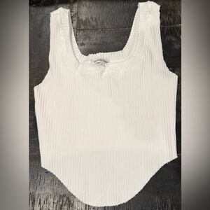 Cotton Citizen Ivory Ribbed Cropped Top XS